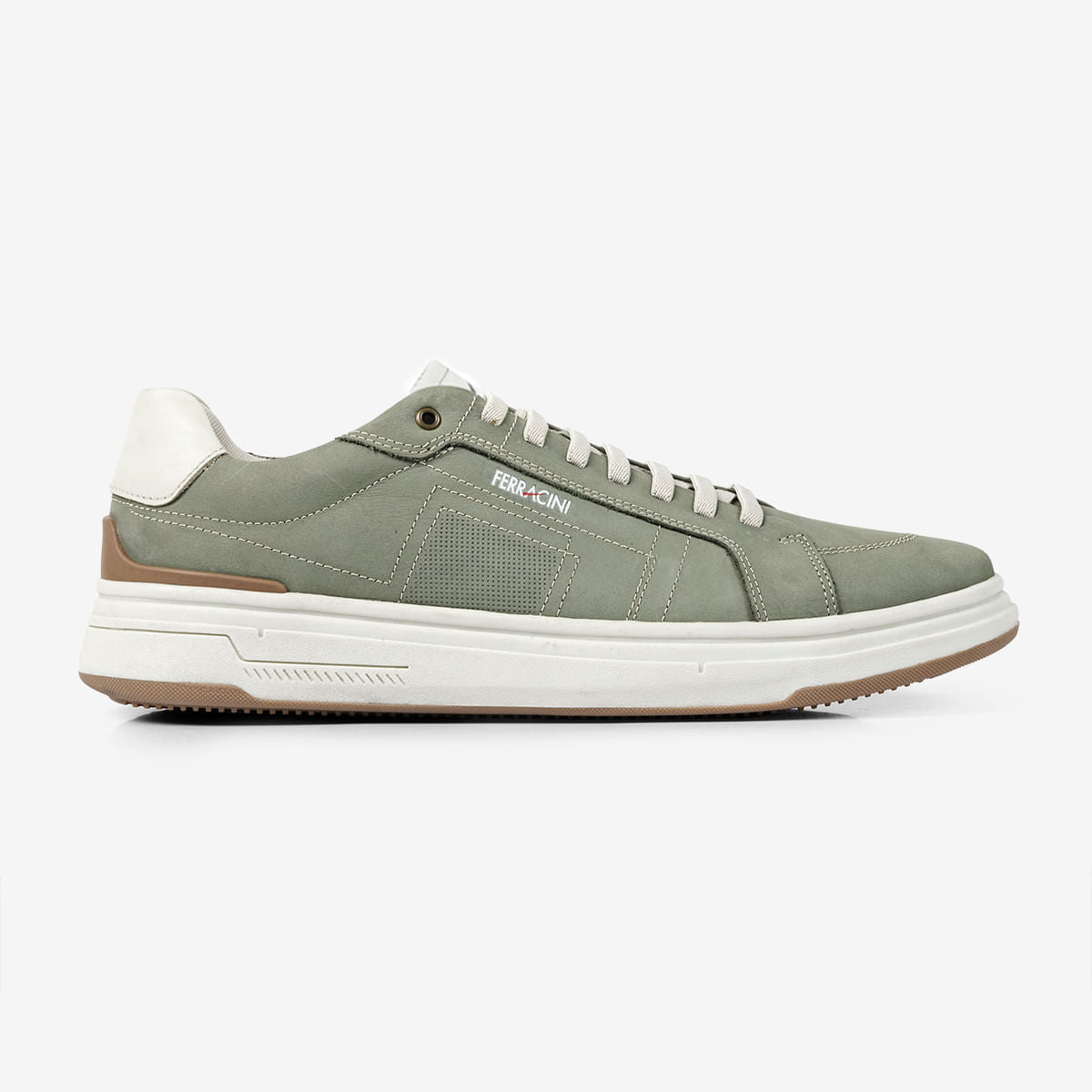 Tênis Masculino de Couro Verde Militar Locker | Ferracini